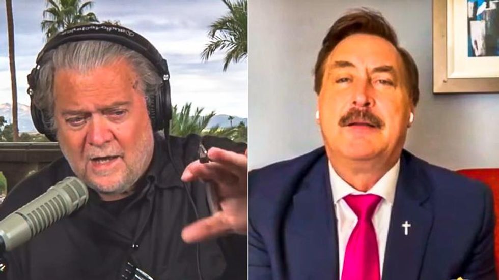 'Be realistic': Steve Bannon clashes with Mike Lindell over 'fantasy' of overturning election at Thanksgiving