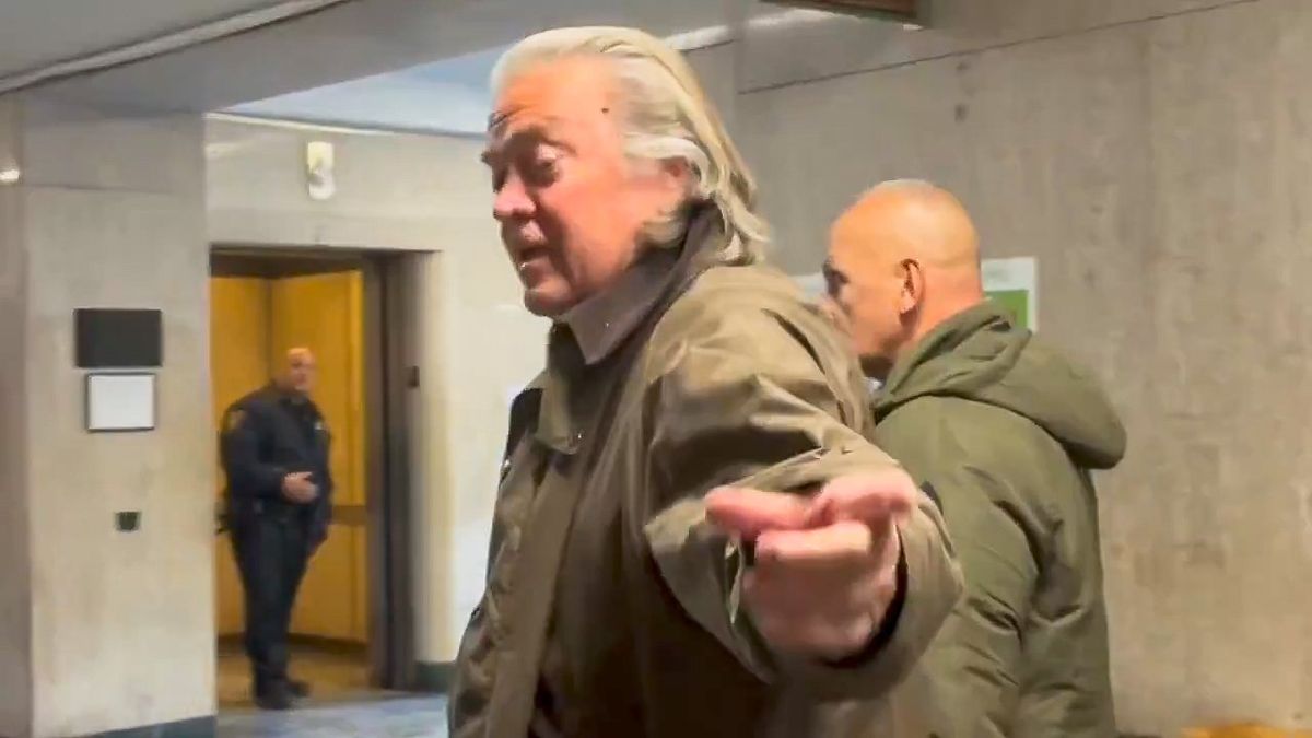 Steve Bannon attacks 'out of control' Elon Musk outside of court hearing
