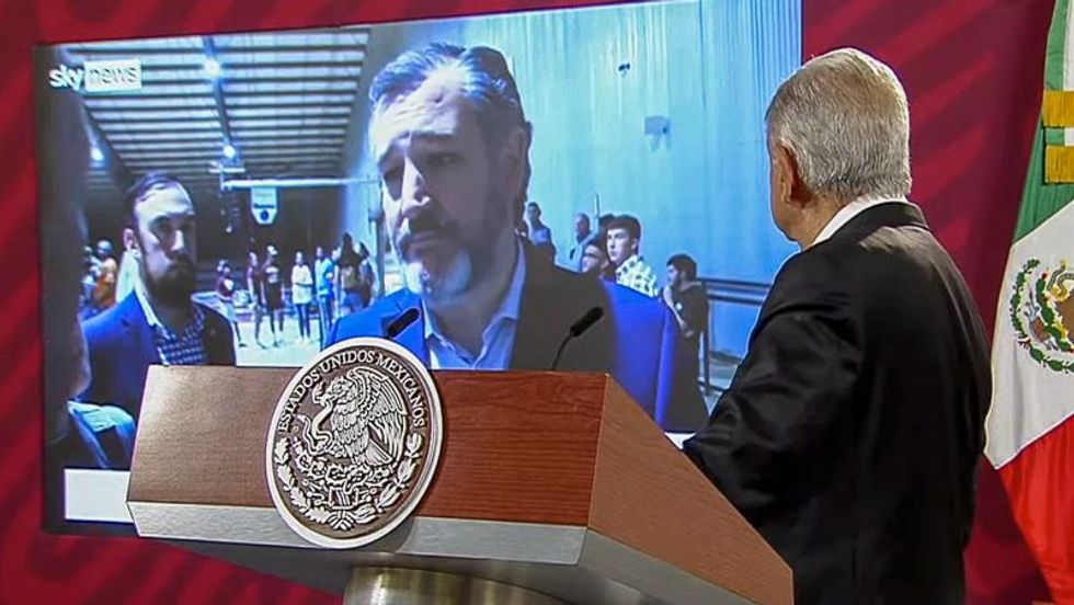 Ted Cruz mocked in Mexico as country's president airs video of senator fleeing gun question