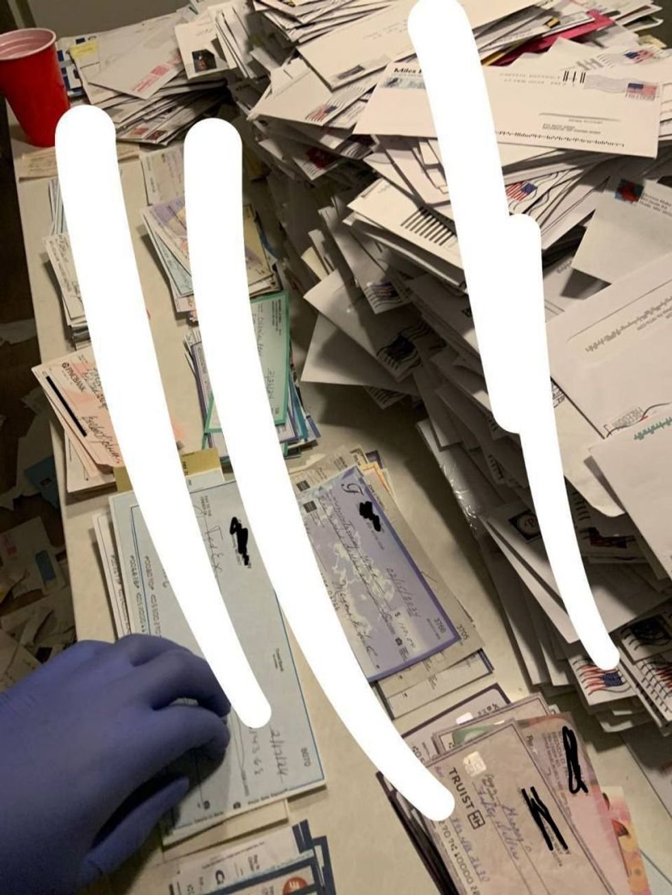 Thieves posted a photo in February from a mail heist 
