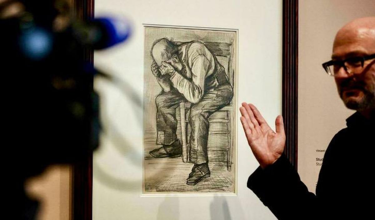 New Van Gogh drawing of old man discovered