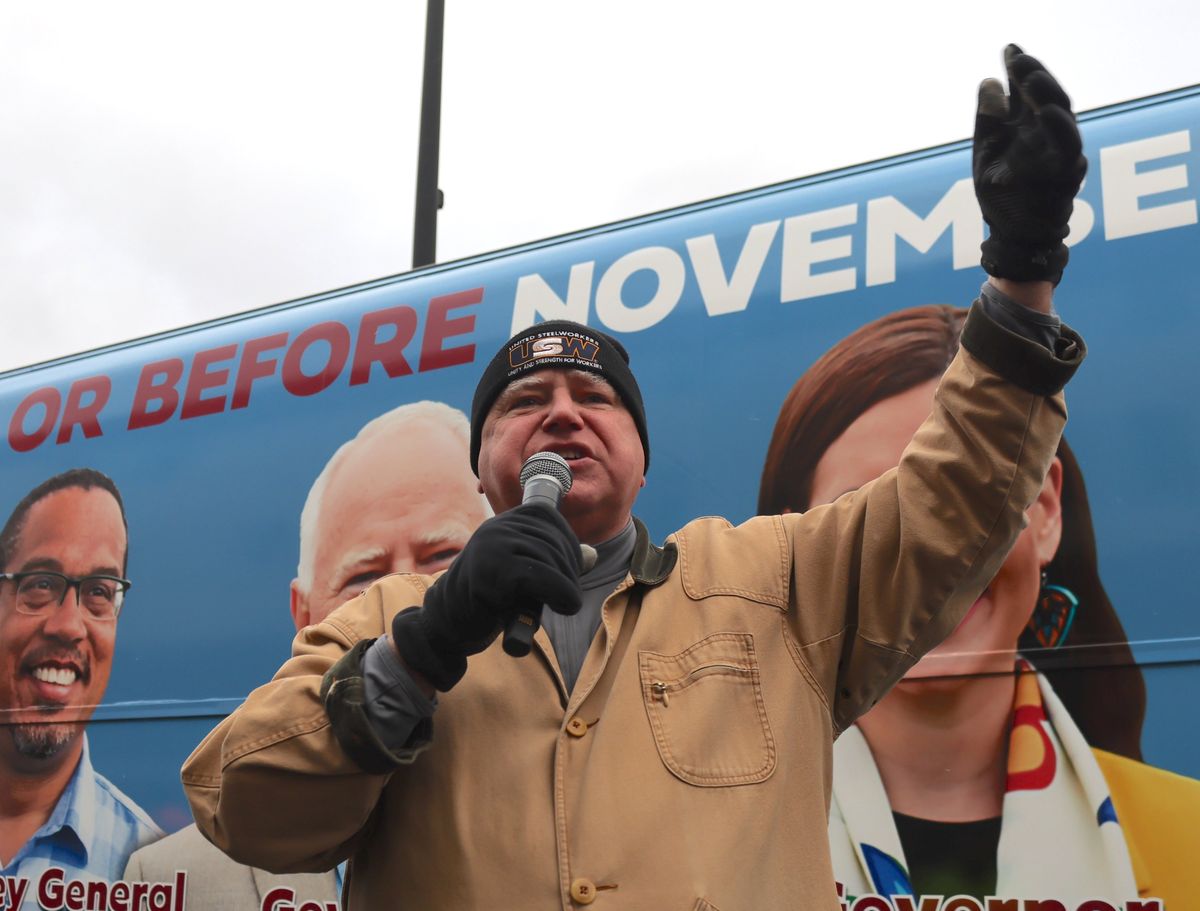 Tim Walz speaking at campaign event