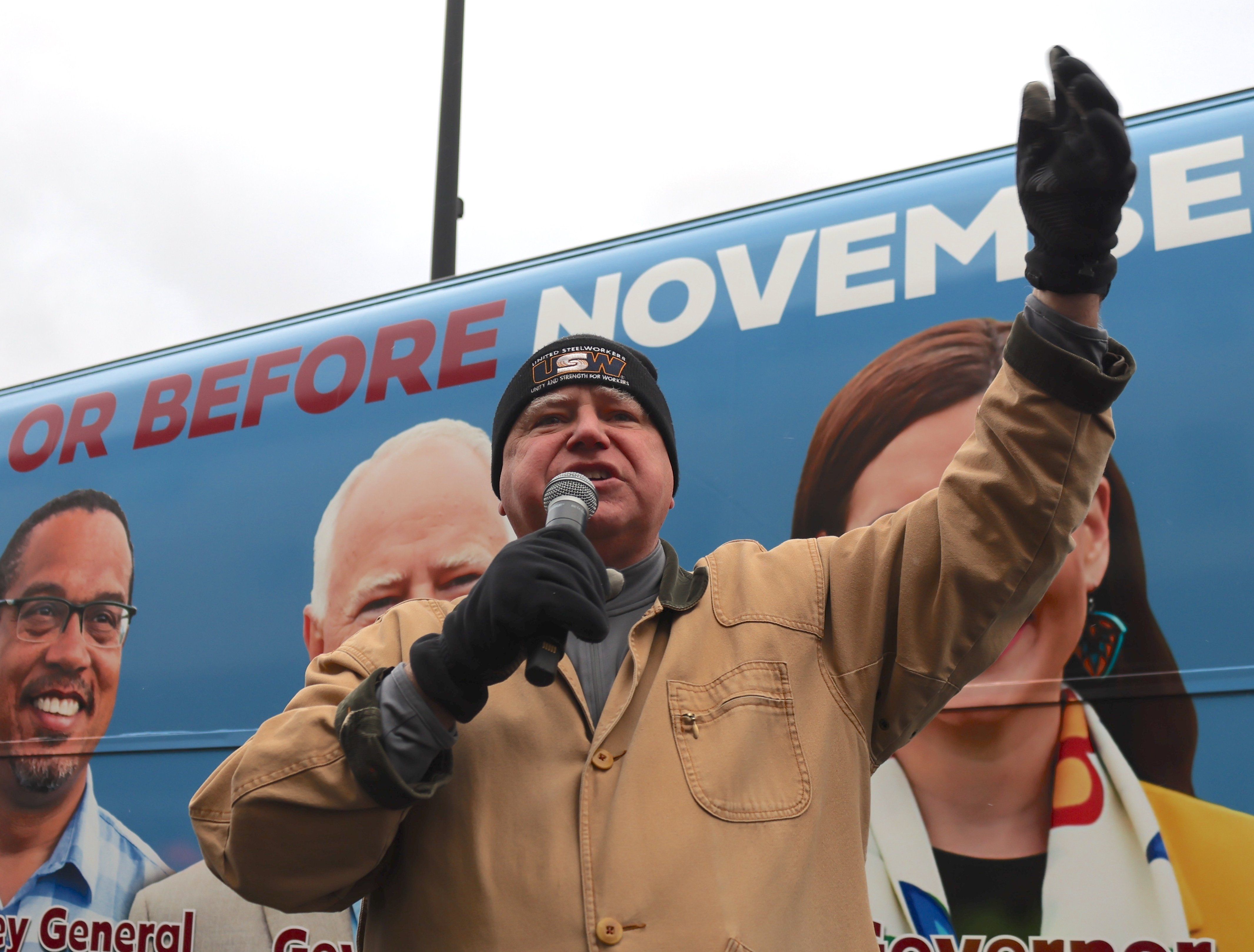 Tim Walz speaking at campaign event