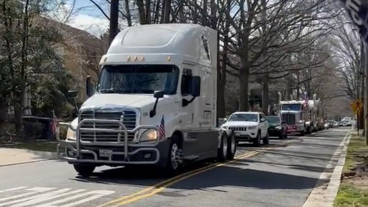WATCH: Trucker convoy activist caught in lies while annoying Washington, DC neighborhood