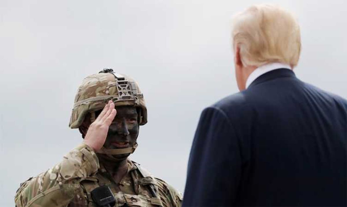 Trump and a U.S. soldier