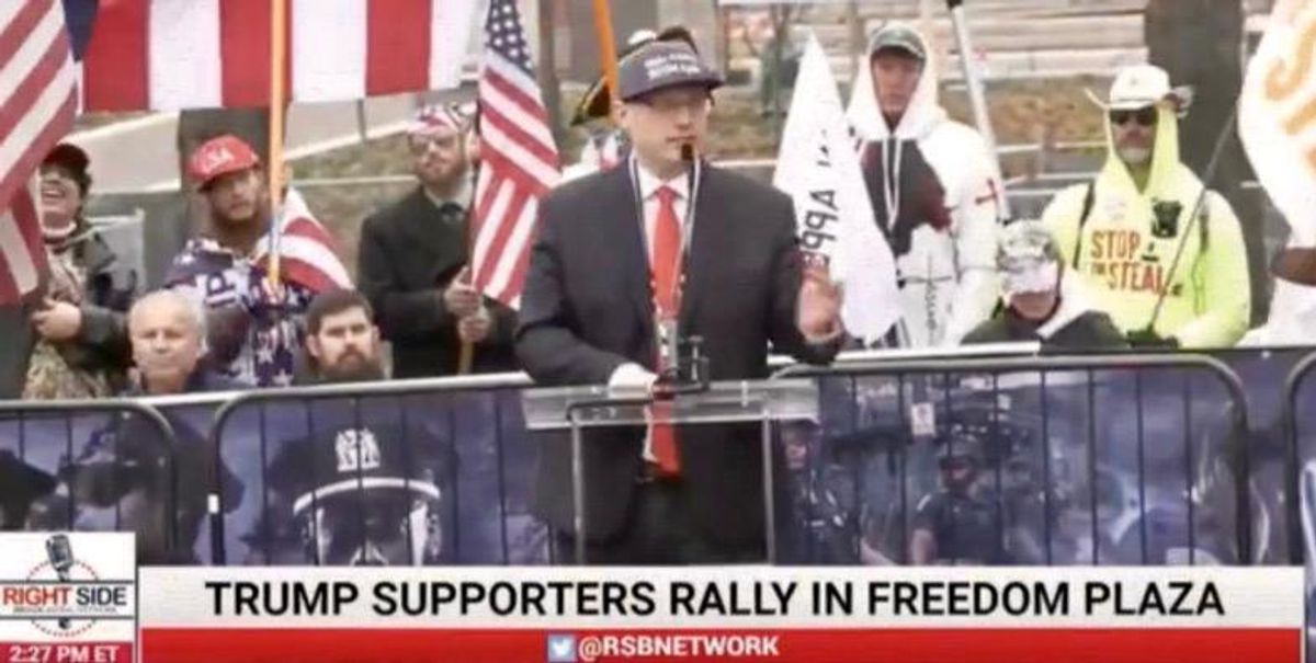 WATCH: Hundreds of mostly maskless Trump supporters hug as COVID truther brags ‘It’s a mass-spreader event!’
