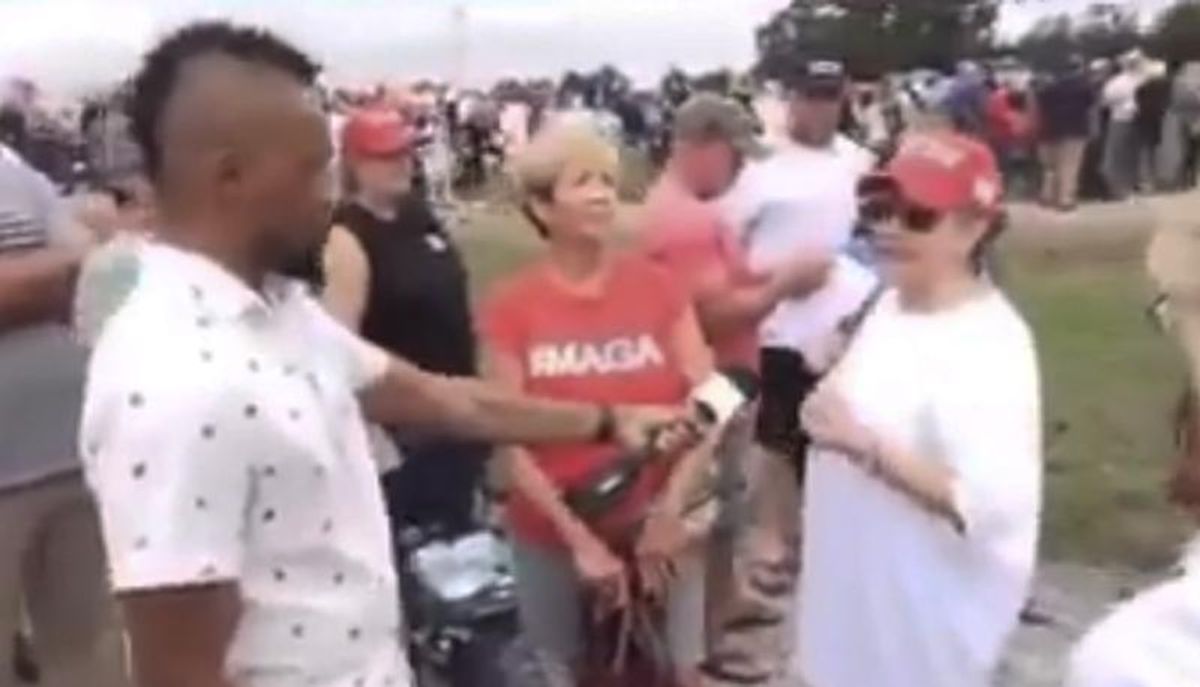 Trump rallygoer was looking forward to him claiming he 'never left' and is still the '19th president of the Republic'