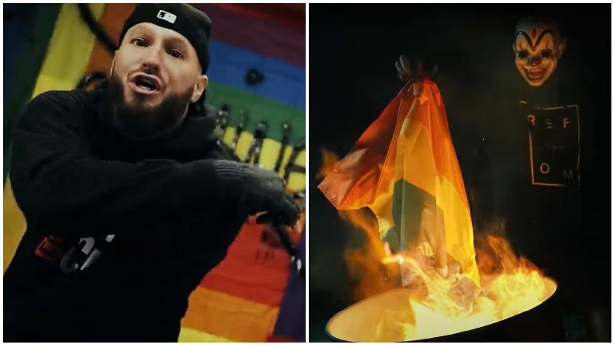 MAGA-loving rapper promoted by Lauren Boebert releases new video where he vandalizes and burns LGBTQ flags