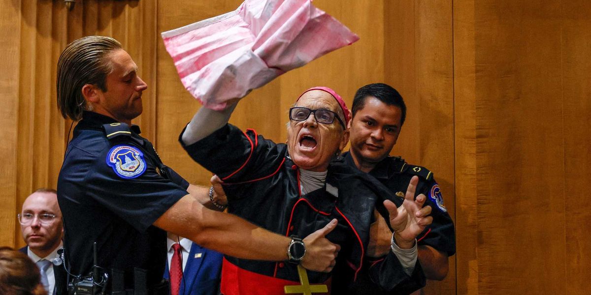 'Repent, Marco!' Rubio hit with screaming protests as he walks into Senate hearing