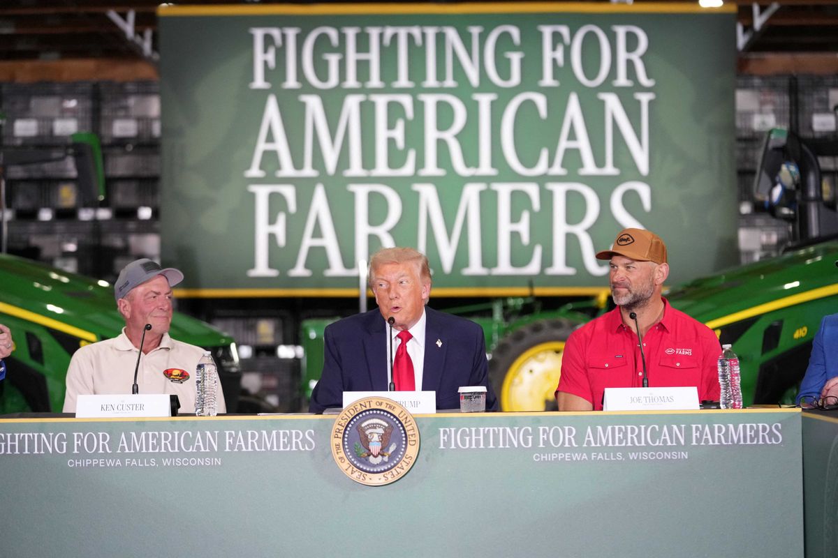 Trump cuts interview short as rain pounds metal barn roof and he clashes with host