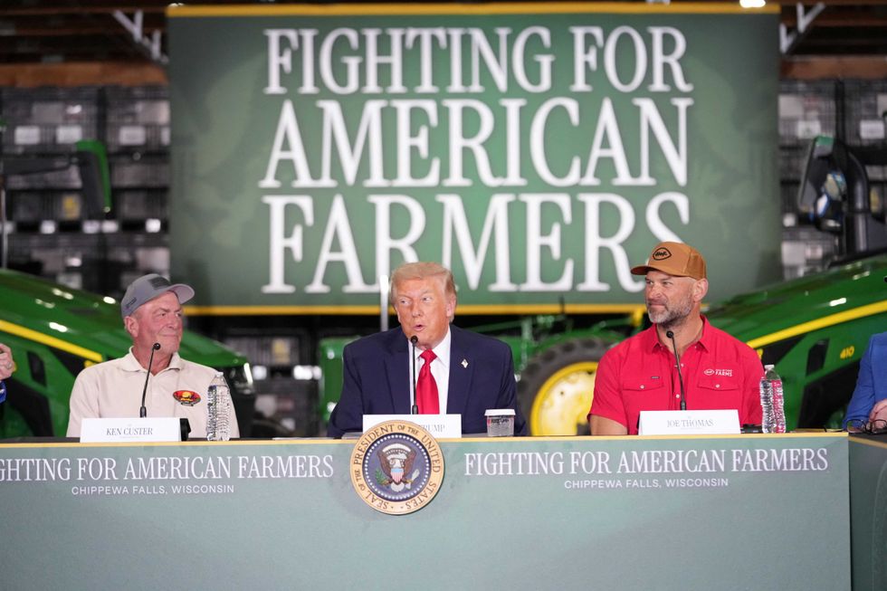 Trump cuts interview short as rain pounds metal barn roof and he clashes with host