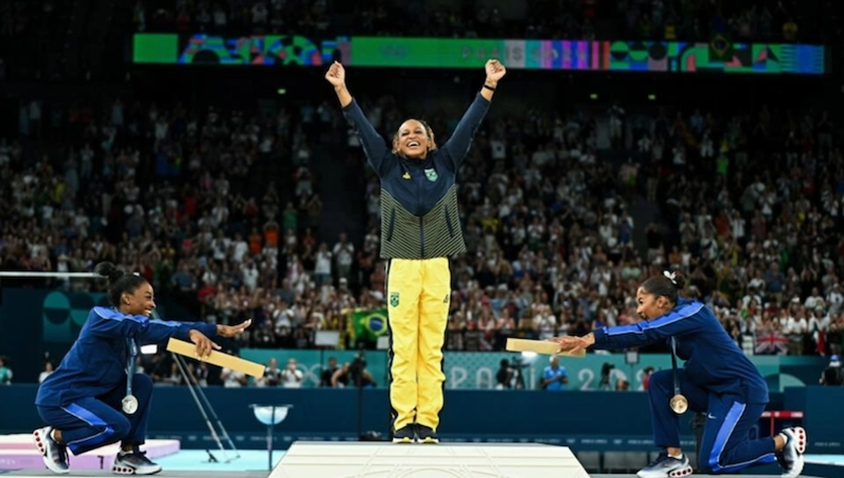 Simone Biles bows to Brazil's Olympics gymnastics floor queen Andrade
