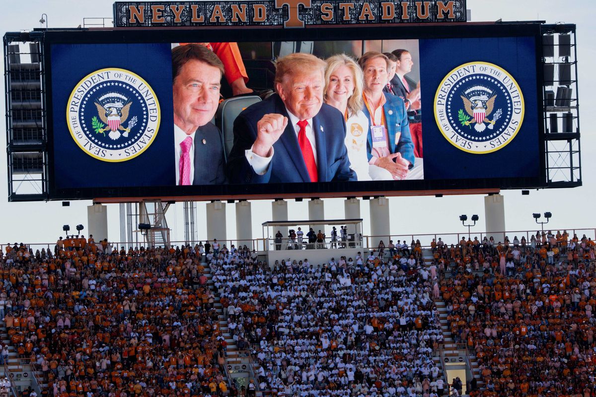 Headaches as Trump disrupts marquee football by drowning broadcast with static
