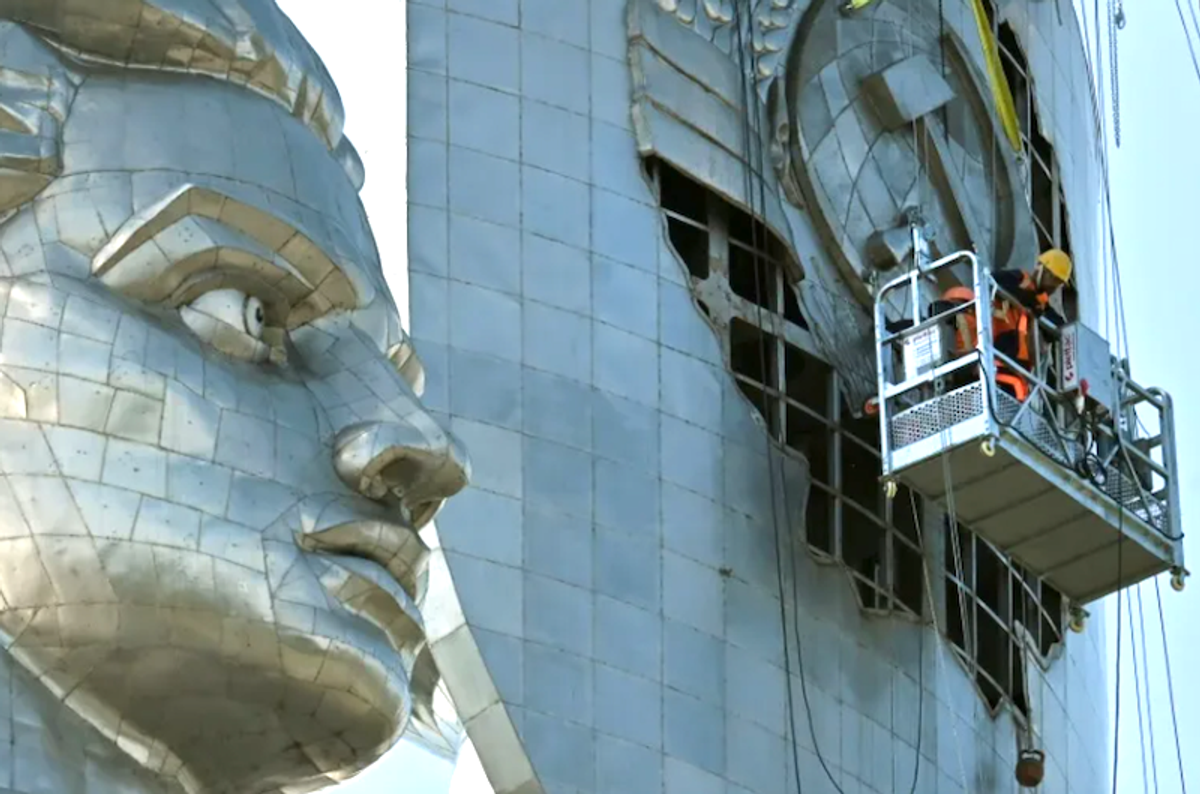 'War for identity': Kyiv pulls hammer, sickle from giant war WWII statue