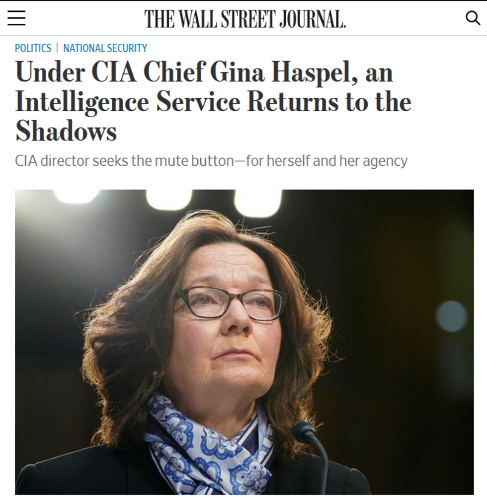 WSJ: Under CIA Chief Gina Haspel, an Intelligence Service Returns to the Shadows